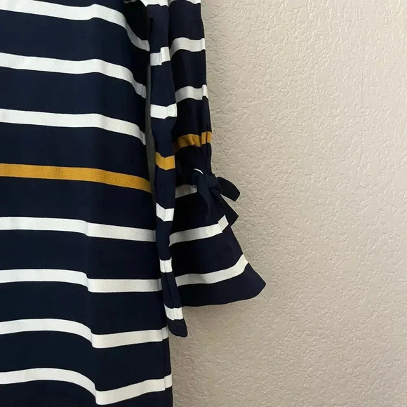 Ann Taylor Factory Dress Stripe Sheath Knee Length Stripe Bell Sleeve XS Work - Picture 2 of 8